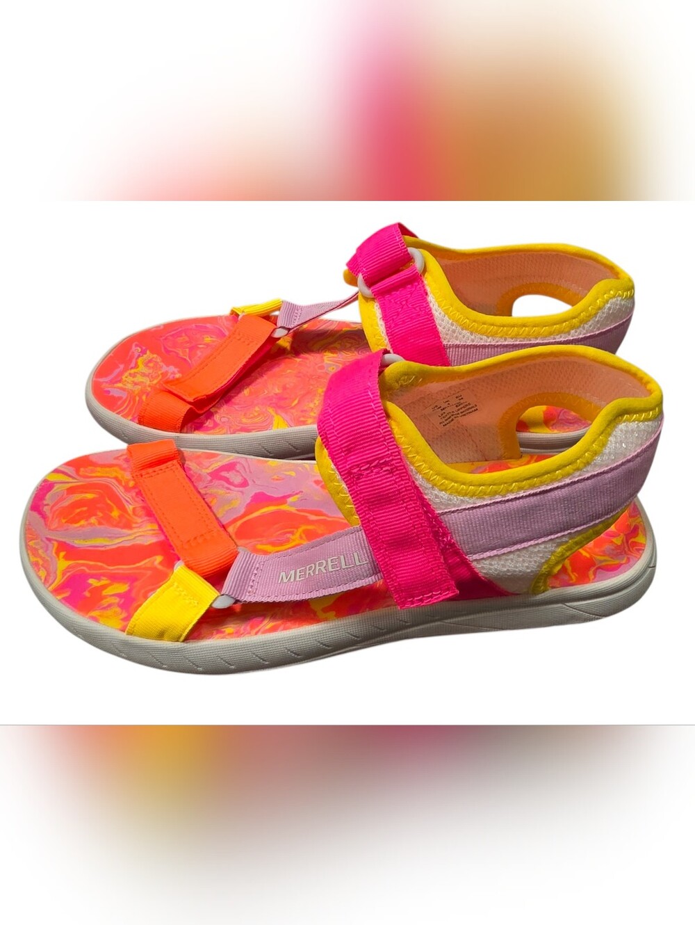 Merrell Kids' Multicolor Sport Sandals - Pink/Orange/Yellow (Size:5)
